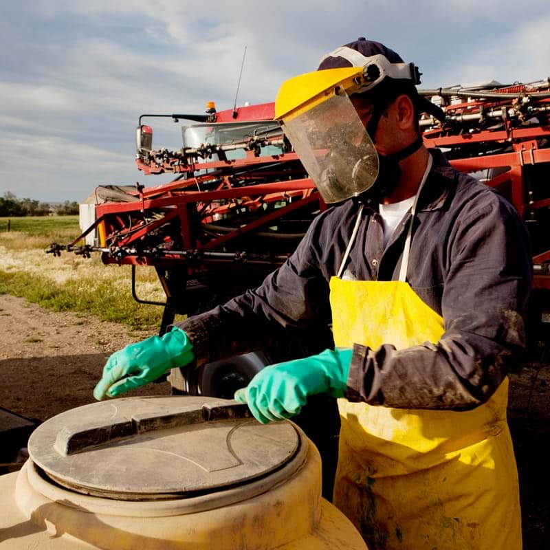Man working with chemicals