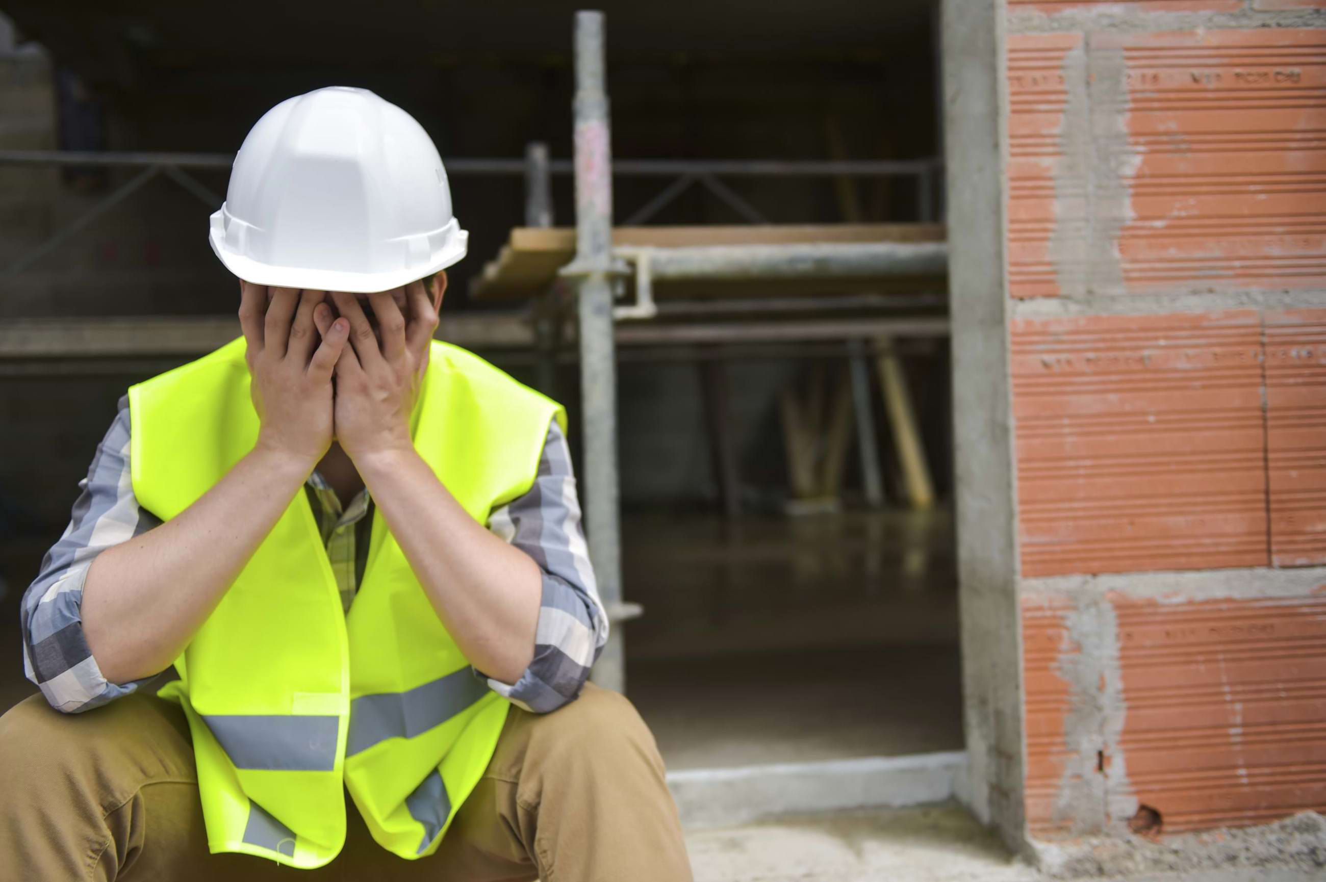 Frustrated construction worker