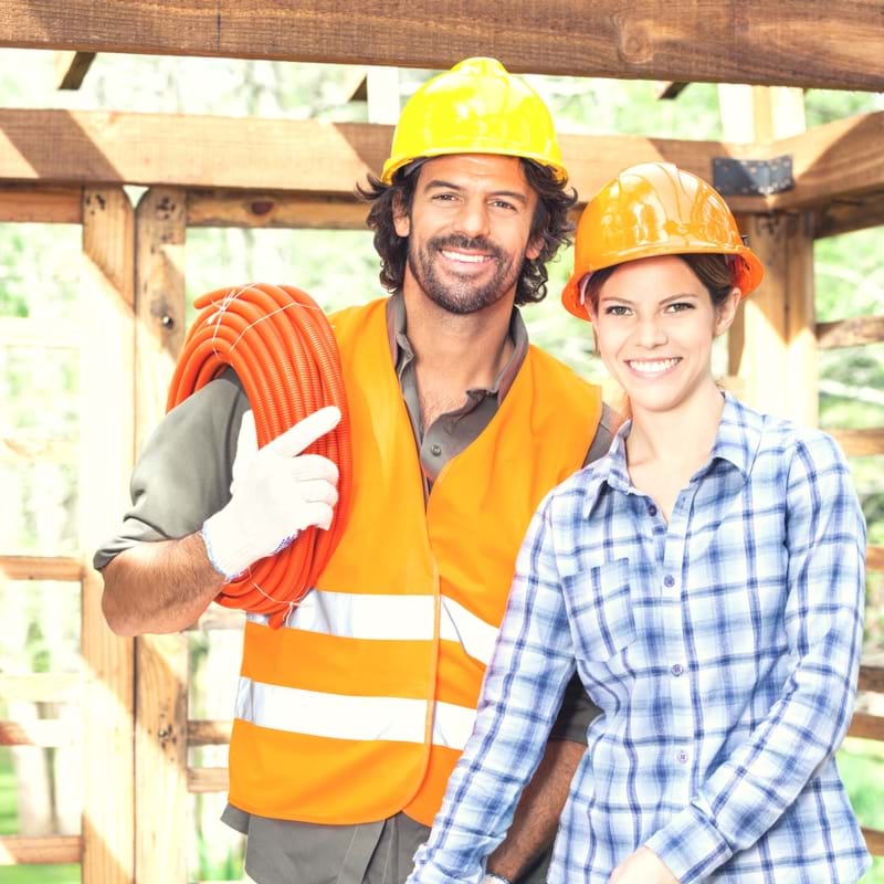 Two Happy Construction Workers