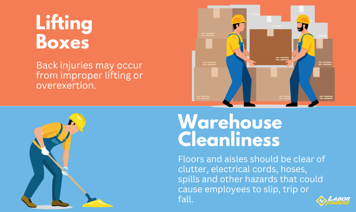 lifting boxes and warehouse cleanliness card for warehouse safety