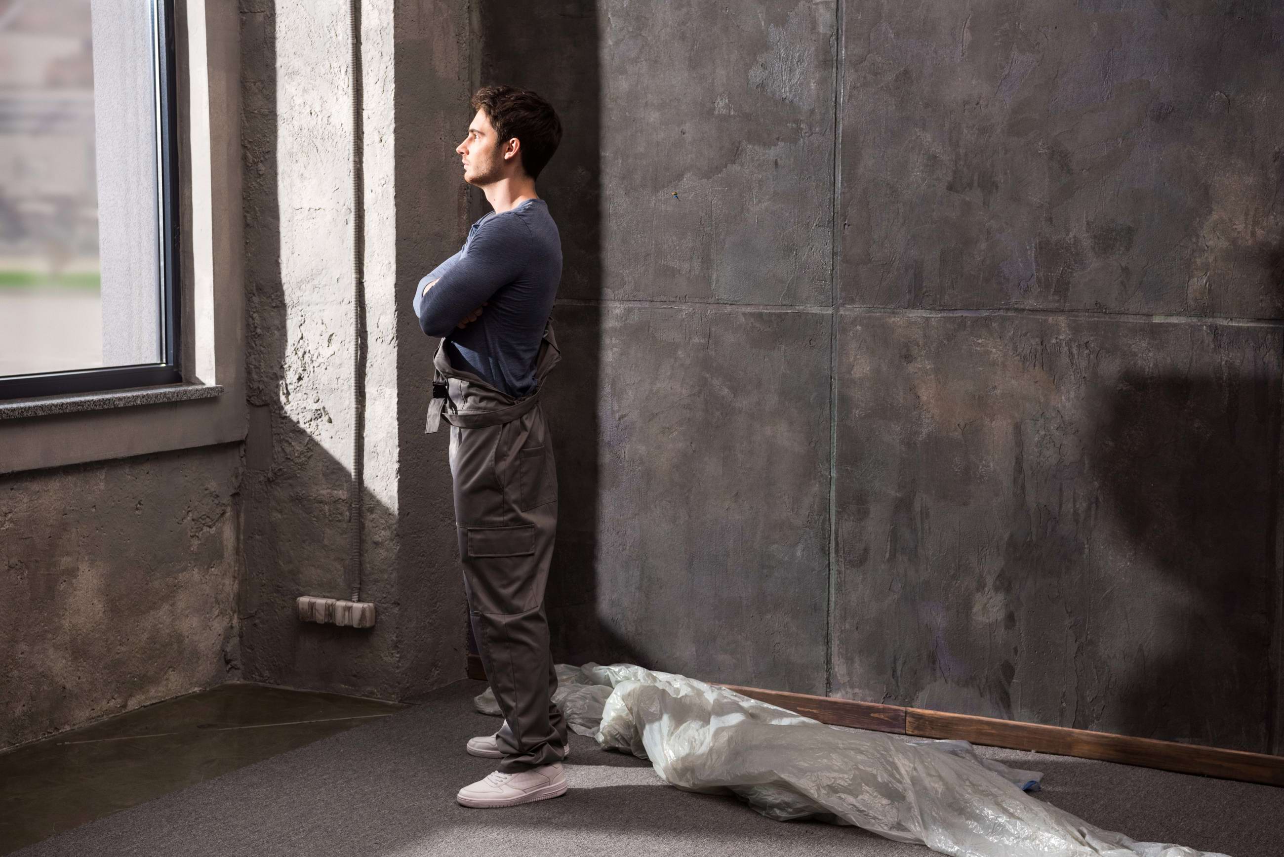 Depressed male worker